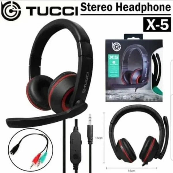 Tucci X5 Headphones Wired Headset with Microphone 3.5mm Jack 2 Pin - Image 3