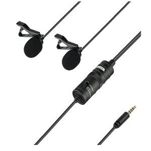 Boya BY-M1DM Original Universal 2-Persons Dual Omnidirectional Lavalier Microphone for Cameras, Smartphones, Tablets, Computers, Recorders & Much More