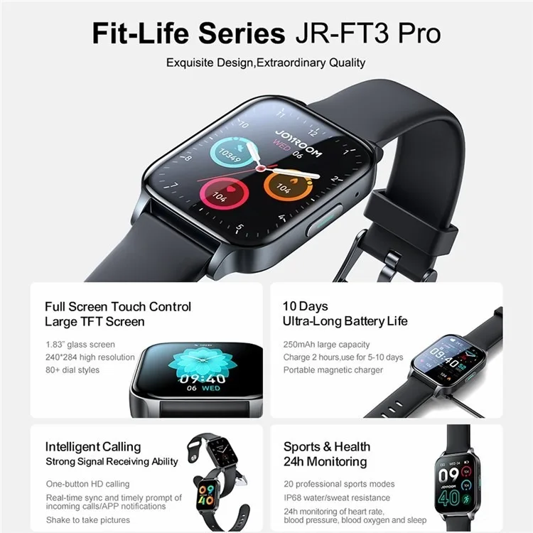 JOYROOM JR-FT3 Pro Fit Life Series Smart Watch ( Answer / Make Call ) - Dark Gray - Image 5