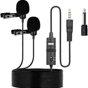 Boya BY-M1DM Original Universal 2-Persons Dual Omnidirectional Lavalier Microphone for Cameras, Smartphones, Tablets, Computers, Recorders & Much More