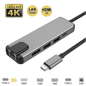 5 IN1 MULTI PORT TYPE C TO USB C 4K HDMI ADAPTER USB HUB NETFLIX & YOUTUBE SUPPORTED