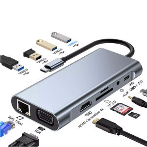 11 IN1 MULTI PORT TYPE C TO USB C 4K HDMI ADAPTER USB HUB NETFLIX & YOUTUBE SUPPORTED