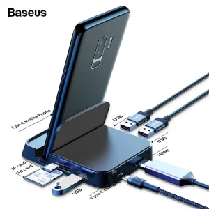 Baseus Mate Docking Type-C 7 in 1 Mobile Phone Intelligent HUB Docking Station Black