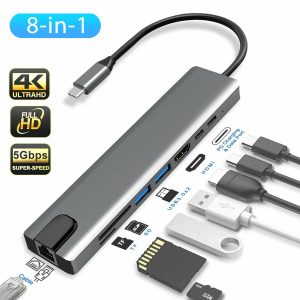 8 IN1 MULTI PORT TYPE C TO USB C 4K HDMI ADAPTER USB 3.0 NETFLIX & YOUTUBE SUPPORTED