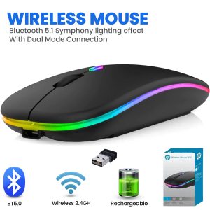 HP W10 Wireless RGB Bluetooth Rechargeable Slim Mouse