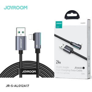 Joyroom S-AL012A17 SmoothGame Series 2.4A USB A to Lightning Right Angle Fast Charging Data Cable 1.2 Meter Black