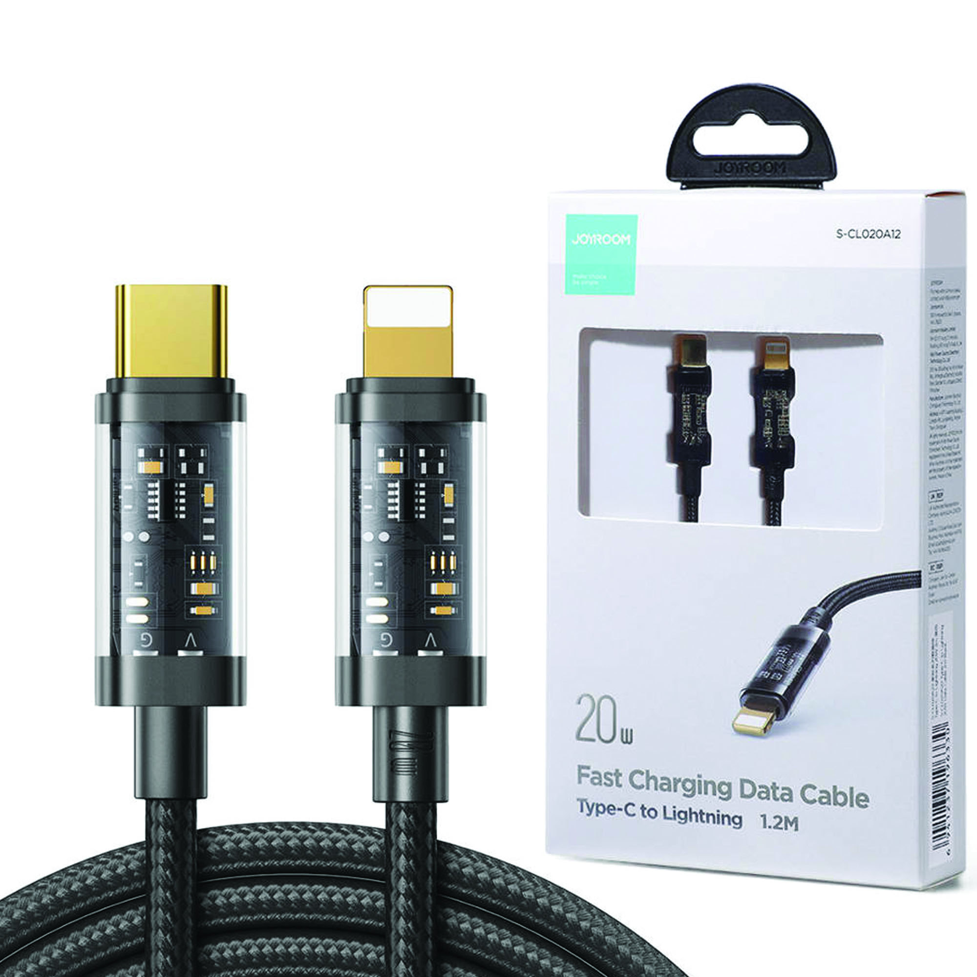 JOYROOM S-CL020A12 Type-C to Lightning 20W Data Cable 1.2 Meter Transparent Nylon - Image 2