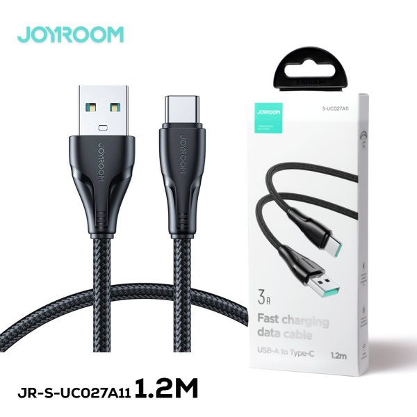 JOYROOM S-UC027A11 SURPASS SERIES 3A USB A TO TYPE-C FAST CHARGING DATA CABLE 1.2 Meter BLACK