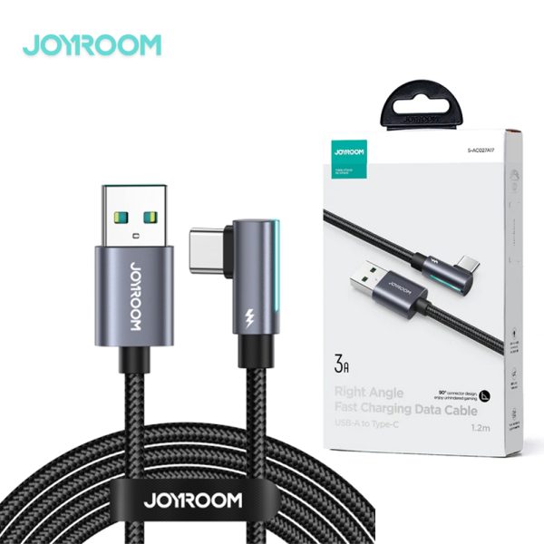 JOYROOM S-AC027A17 SmoothGame Series 3A USB A to Type-C Right Angle Fast Charging Data Cable 1.2 Meter Black