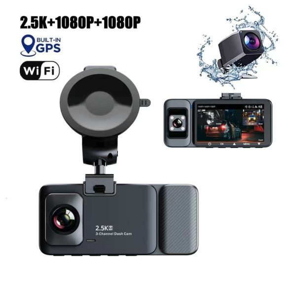 K02 3 CHANNEL DASH CAM 2.5K 1080P WITH BUILTIN GPS WIFI