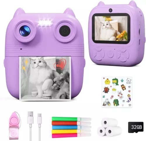 D8S CHILDRENS TIME FRONT / BACK REAR HD DIGITAL THERMAL PRINT CAMERA 1080P 48MP