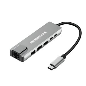 6 In 1 Multi port Type C to 4k Hdmi Usb 3.0 HUB LAN Converter
