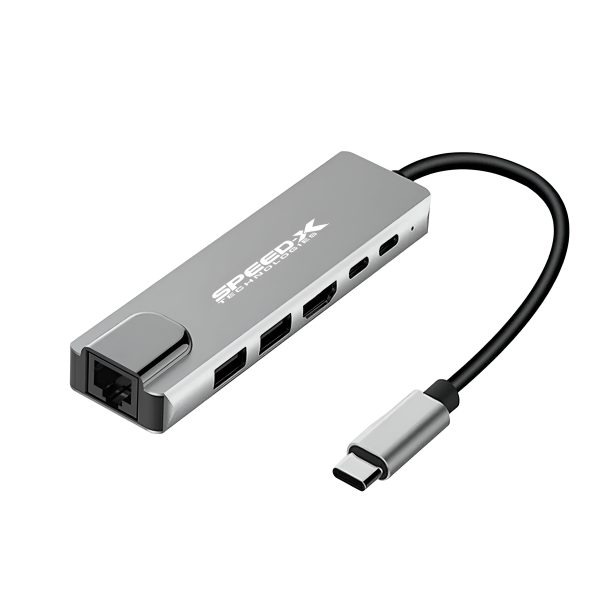 6 In 1 Multi port Type C to 4k Hdmi Usb 3.0 HUB LAN Converter