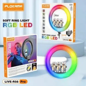 Plokama R56 Pro RGB Ring Light 22 Inch 56cm Soft LED Adjustable Brightness, Professional Photography & Content Creation