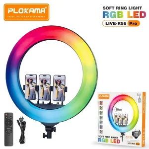 Plokama R56 Pro RGB Ring Light 22 Inch 56cm Soft LED Adjustable Brightness, Professional Photography & Content Creation