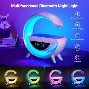 BT3401 LED WIRELESS PHONE CHARGER BLUETOOTH SPEAKER G SHAPE CLOCK