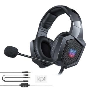 ONIKUMA K8 RGB GAMING HEADPHONE OVER-EAR HEADSET WITH MICROPHONE VOLUME CONTROL HEADPHONES RGB LED LIGHTS