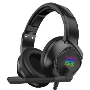 ONIKUMA K19 RGB WIRED STEREO GAMING HEADSET TRUE NOISE CANCELLATION, USB+3.5MM AUDIO PLUG FOR PS4/PC/XBOX ONE CONTROLLER/LAPTOP, BLACK