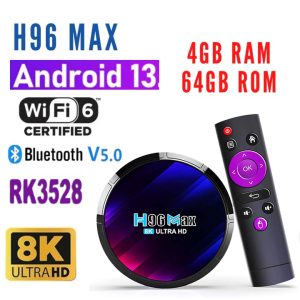 H96 MAX For Led Lcd Android TV 13.0 Version Box 4GB RAM 64GB STORAGE