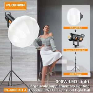 Plokama Pk600s 300W LED Light With 2.8M Tripod Stand & Softbox Balland Balloon