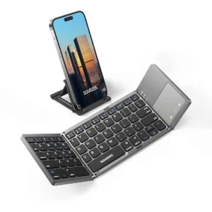 Foldable Bluetooth Keyboard with Touchpad Portable Wireless Rechargeable Full-Size Slim Folding for Windows Android IOS