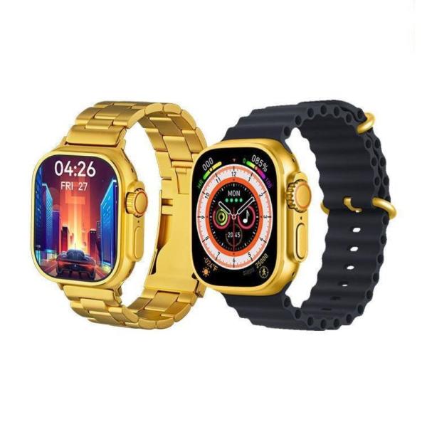 C9 Ultra Max Gold Edition Color Smartwatch 2.1 Inch Screen WITH Hryfine APP Dual Straps