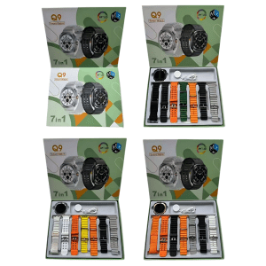 Q9 7-in-1 Smartwatch – Round AMOLED Display, Multi-Style Straps