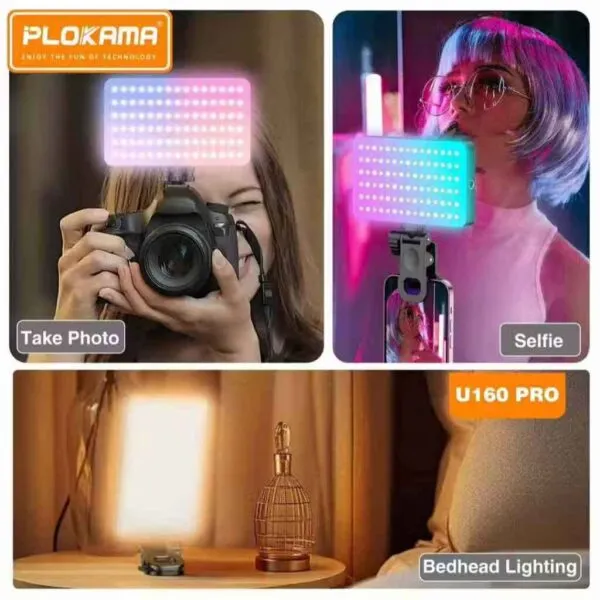 PLOKAMA U160 PRO RGB Portable LED Fill Light (Rechargeable) 2700-6500K | 2000mAh Battery - Image 5